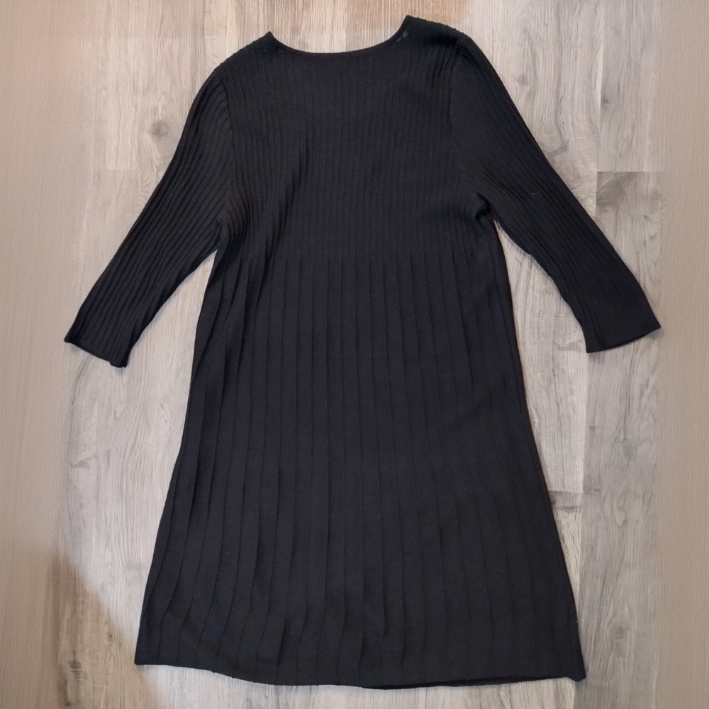 Eileen Fisher Italian Wool Ribbed Scoop Neck Dress - Picture 6 of 10
